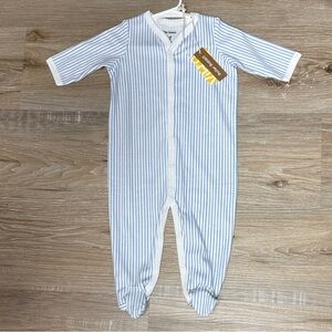 Roller Rabbit Light Blue and White Striped Footie